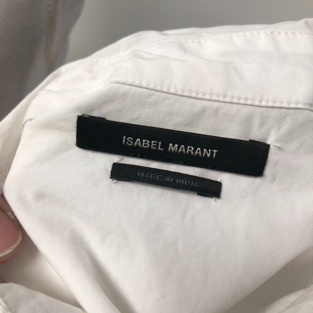 Isabel Marant Derron Top Blouse Womens 38 Large White Cropped Eyelet Button Up - Picture 7 of 9
